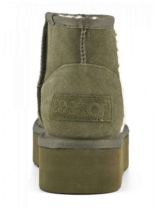 Suede Women's Ankle Boots Platform Khaki