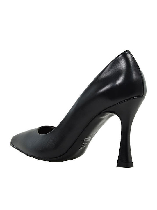 Leather Pointed Toe Heels Black