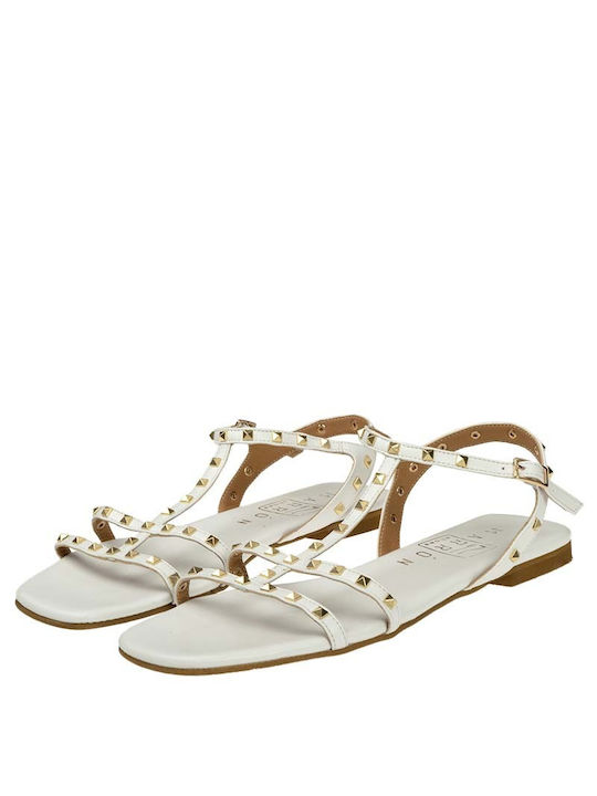 Marron Women's Flat Sandals in White Color