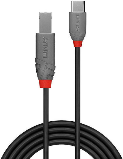 Lindy USB 2.0 Cable USB-C Male - USB-B Black 0.5m 36940