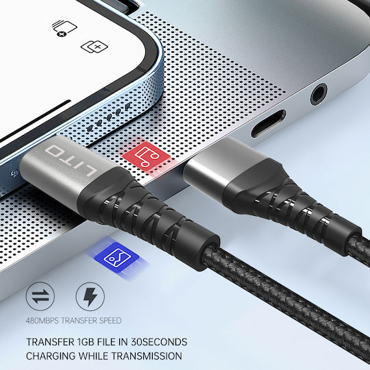 Lito USB 2.0 Cable USB-C male - USB-A 18W Black 1m