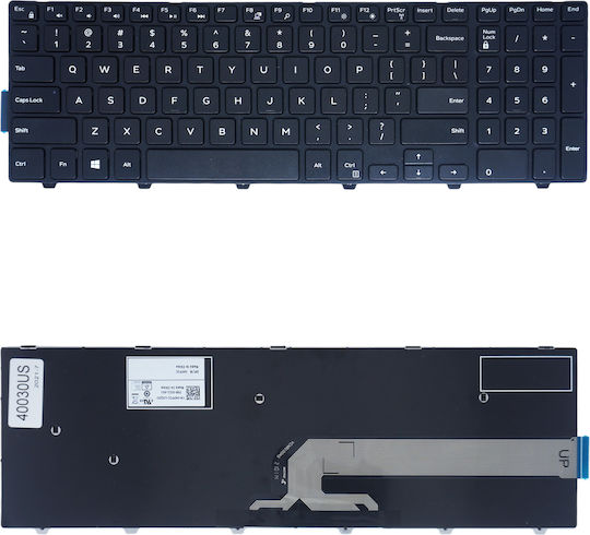 Laptop Keyboard for Inspiron 15 3000/3541/3542/3543/5000/5542/5545/5547/17/5748/5000 without Frame and English (US) Layout in Black Colour