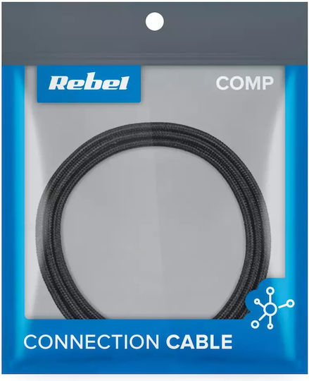Rebel Regular USB 2.0 to micro USB Cable Μαύρο 1m (RB-6000-100-B) 1τμχ
