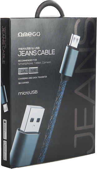 Platinet Jeans Geflochten USB 2.0 auf Micro-USB-Kabel Blau 1m 1Stück