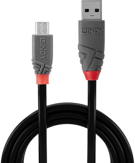 Lindy Regular USB 2.0 to micro USB Cable Μαύρο 3m (36734)