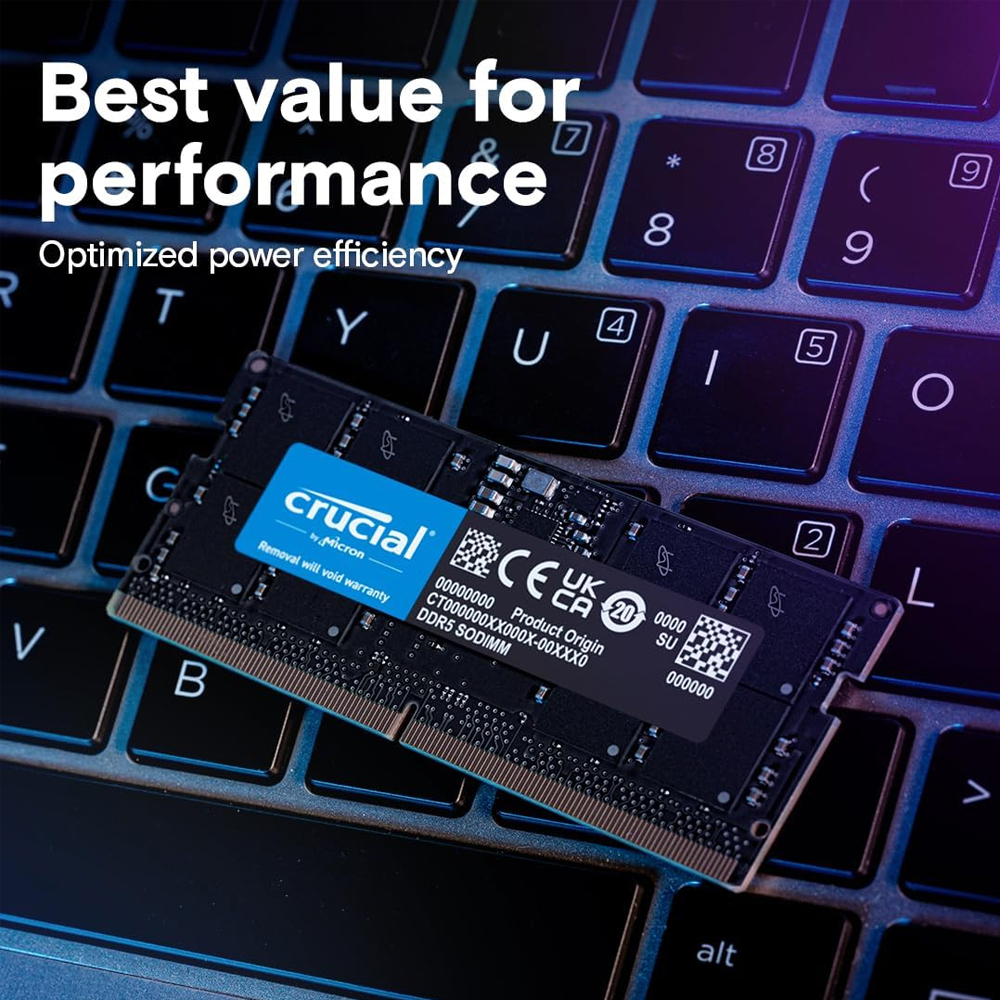 Crucial 32GB DDR5 RAM cu Viteză 4800 pentru Laptop (CT32G48C40S5