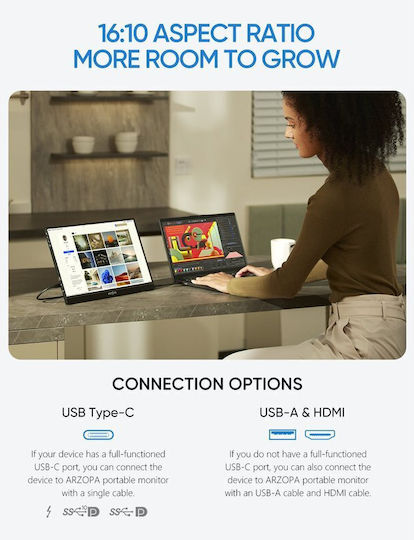 Arzopa Z1RC HDR Φορητό Monitor 16" QHD 2560x1600