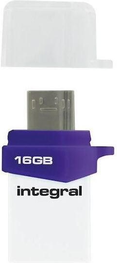 Integral Micro Fusion OTG 16GB USB 3.0 Stick με σύνδεση USB-A & micro USB-B Μωβ