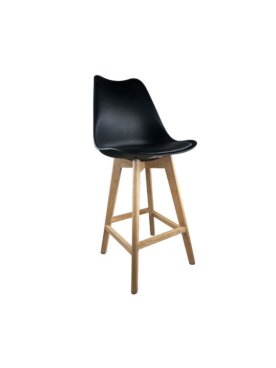 Stool Bar Upholstered with Leatherette Bronx Black Velvet-Black Metal 2pcs 57.5x49x105cm