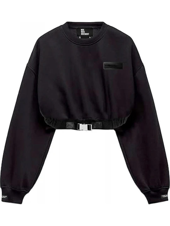 Γυναικείο Crop Top Βαμβακερό Μακρυμάνικο Μαύρο