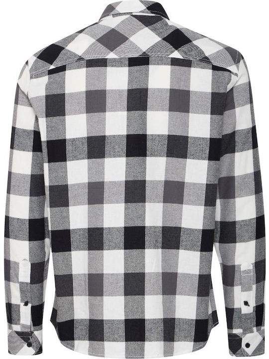 Long Sleeve Cotton Shirt Regular Fit Checked Black