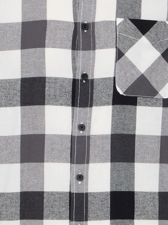 Long Sleeve Cotton Shirt Regular Fit Checked Black