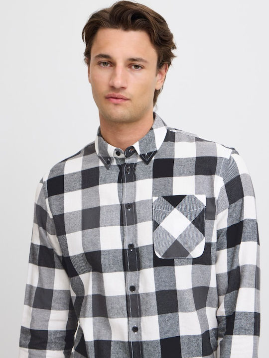Long Sleeve Cotton Shirt Regular Fit Checked Black