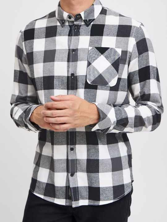 Long Sleeve Cotton Shirt Regular Fit Checked Black