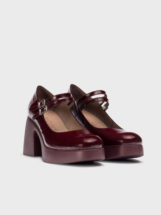 Wonders Patent Leather Burgundy Heels