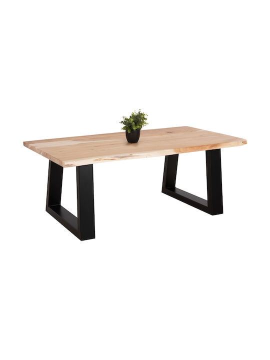 Rechteckiger Zentral-Kaffeetisch Sofia Slim aus Massivholz Hell Natur M115xT65xH45cm
