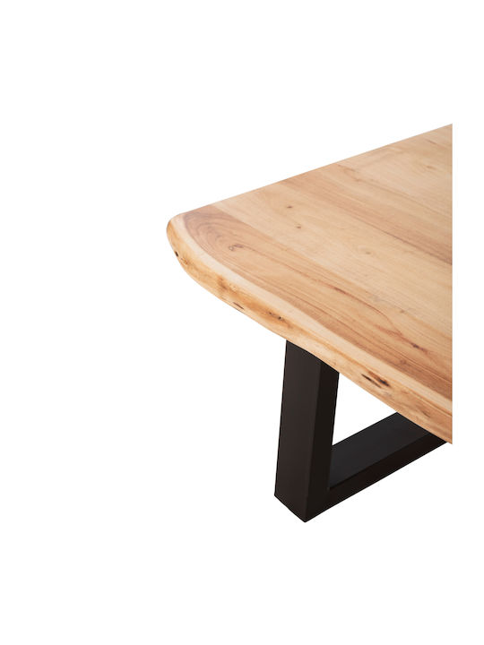 Rechteckiger Zentraler Kaffeetisch Montana aus Massivholz Hell Natur M115xT65xH45cm
