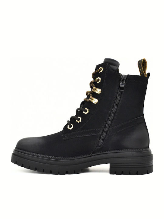 Lace Leather Women's Ankle Boots Black