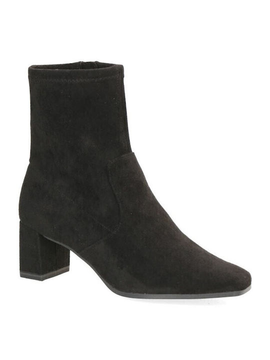 Leather Women's Ankle Boots with Medium Heel Black