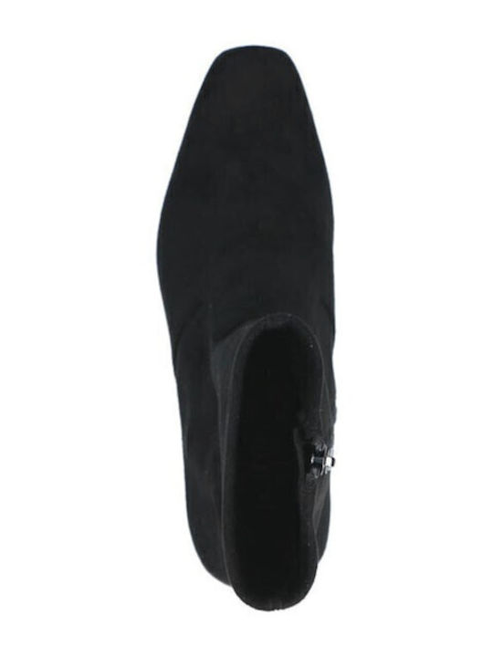 Leather Women's Ankle Boots with Medium Heel Black