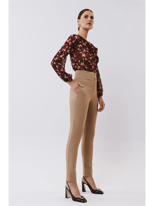 Damen Stoff Hose Brown, Camel