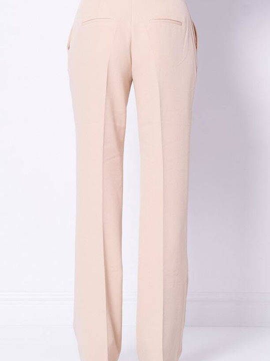 Guess Women's High-waisted Crepe Trousers in Slim Fit Beige