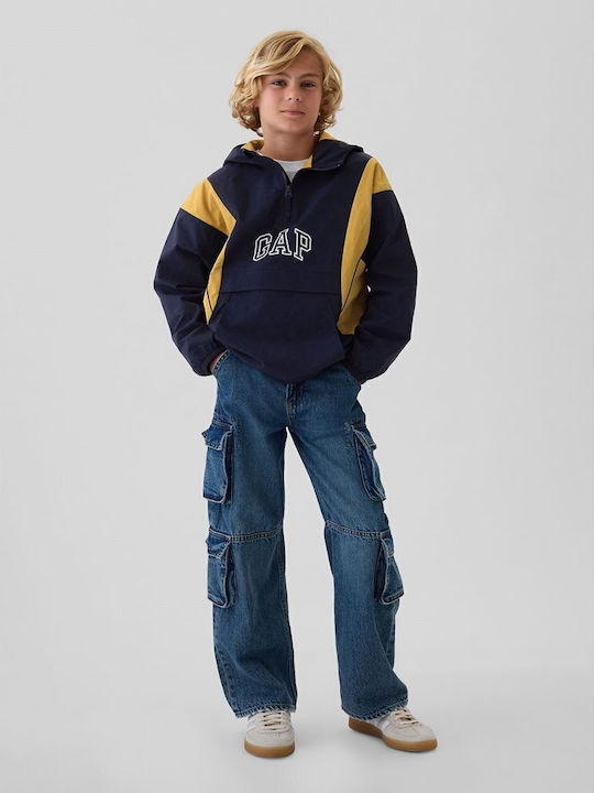 Kinder Freizeitjacke Winddicht mit Kapuze Blau