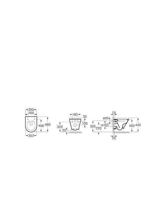 Roca Gap Round Λεκάνη Κρεμαστή Rimless με Slim Κάλυμμα Soft Close