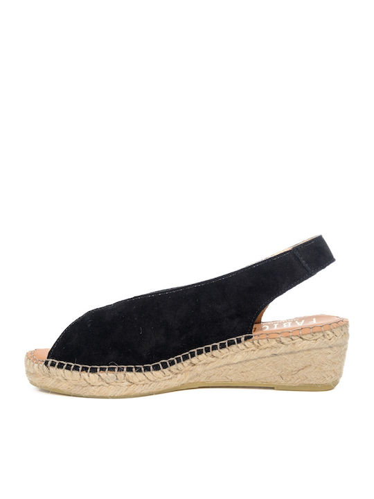 Women's Leather Platform Espadrilles Black