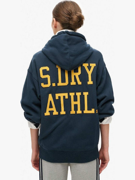 Long Women's Sweatshirt Jacket Hooded Navy
