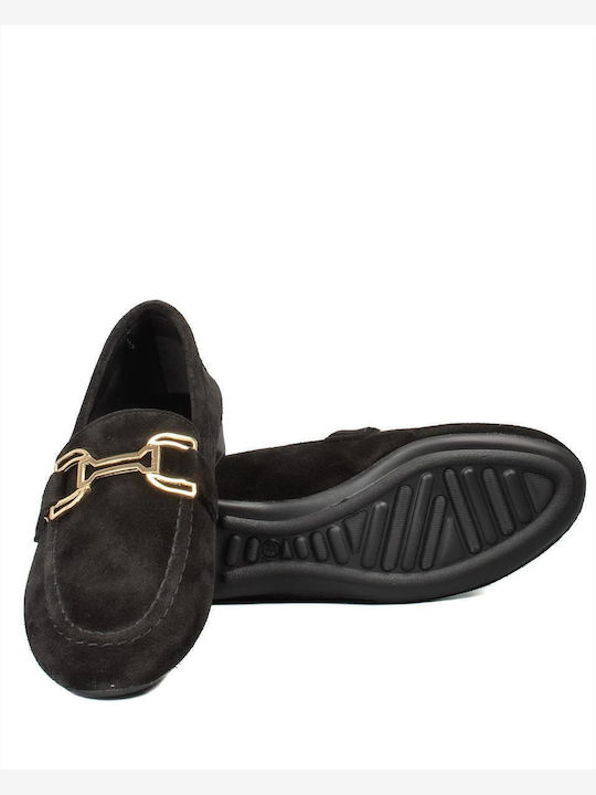Δερμάτινα Γυναικεία Loafers σε Μαύρο Χρώμα