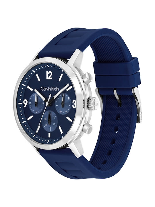 Calvin Klein Gauge Men's Watch 44mm Battery with Blue Rubber Strap