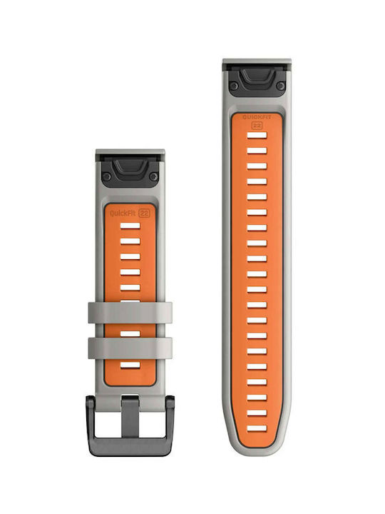 Garmin Quickfit 22 Λουράκι Σιλικόνης Fog Grey/Ember Orange (Fenix 5 / 5 Plus / 6 / 6 Pro / 7 / 7 Pro / 8 / E (47mm))