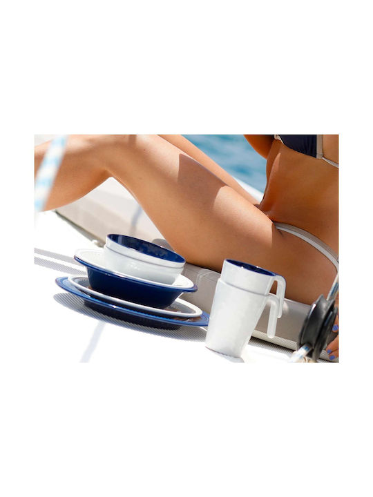 Marine Business Melamine Salad Bowl with Salad Spoons White 25x25cm 3pcs