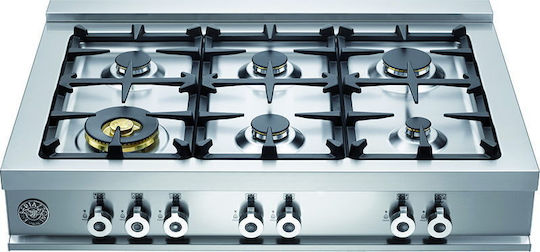 Bertazzoni Natural Gas Cooktop Autonomous Inox 91.1x64εκ. Silver