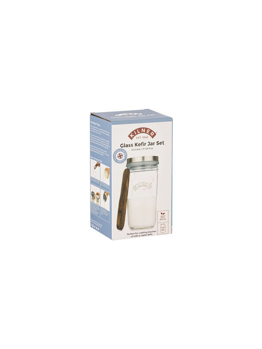 KIlner Vase General Use with Lid Wooden Transparent 500ml