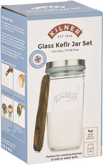 KIlner Βάζο Γενικής Χρήσης με Καπάκι Ξύλινο Διάφανο 500ml