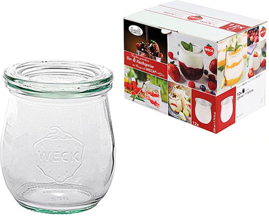 Weck Set 12Stück Gläser Allgemeine Verwendung mit Deckel Glas Transparent 220ml