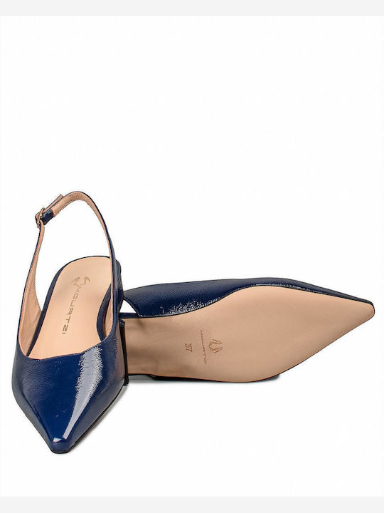 Patent Leather Slingback Ballerinas Navy Blue