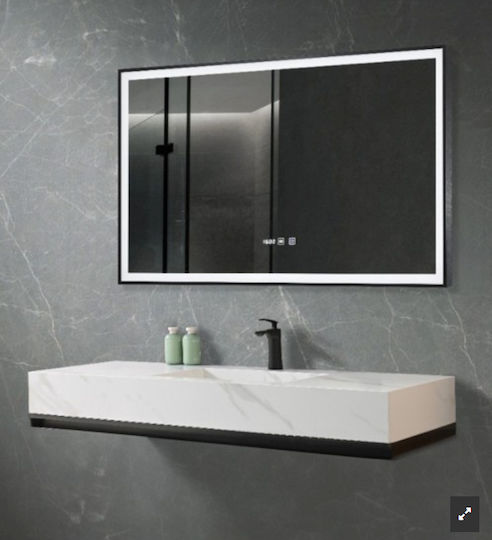 Sparke Miroa Oglindă de Baie Dreptunghiulară Lumini LED Atingere 90x55cm Negru