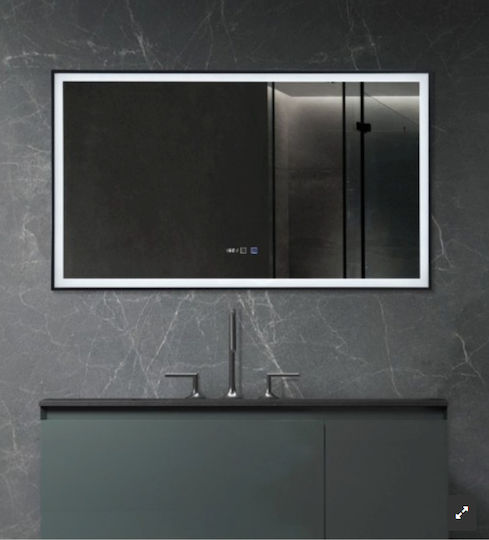 Sparke Miroa Oglindă de Baie Dreptunghiulară Lumini LED Atingere 90x55cm Negru