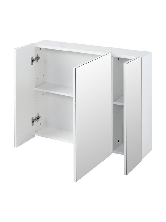 Kleankin Rectangular Bathroom Mirror with Shelf & Cabinet 70x60cm White