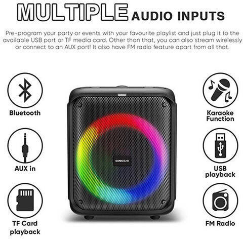 Sonic Gear Karaoke Speaker With Wireless Microphone And Lighting Effects PRO 600 AX-PRO600-HD Black