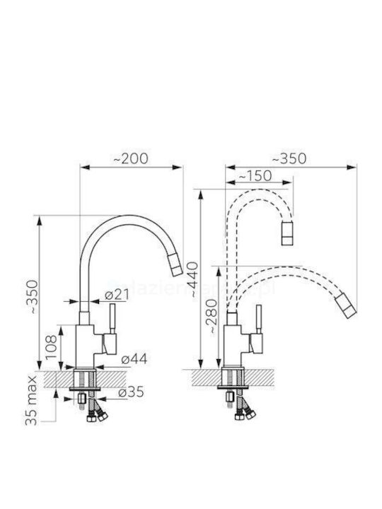 Ferro Zumba Kitchen Faucet Counter Inox Silver