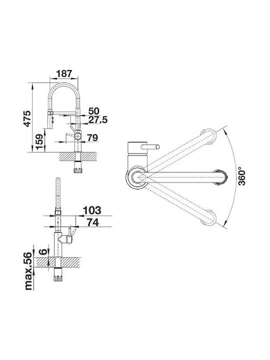 Blanco Catris-s Flexo Kitchen Faucet Counter Gray
