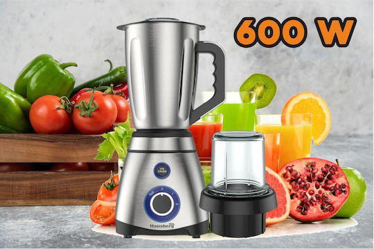 Hausberg Μπλέντερ με Πλαστική Κανάτα 1.5 lt 600W Inox HB7763