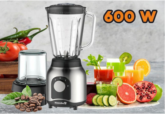 Hausberg Μπλέντερ με Γυάλινη Κανάτα 1.5 lt 400W Inox HB7762