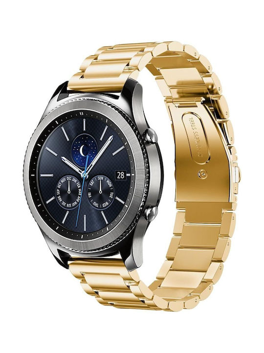 Techsuit Watchband W010 Strap Stainless Steel Gold (Samsung Galaxy Watch (46mm) / Watch 3 / Gear S3, Huawei Watch GT / GT 2 / GT 2e / GT 2 Pro / GT 3 (46 mm)) KF2313154