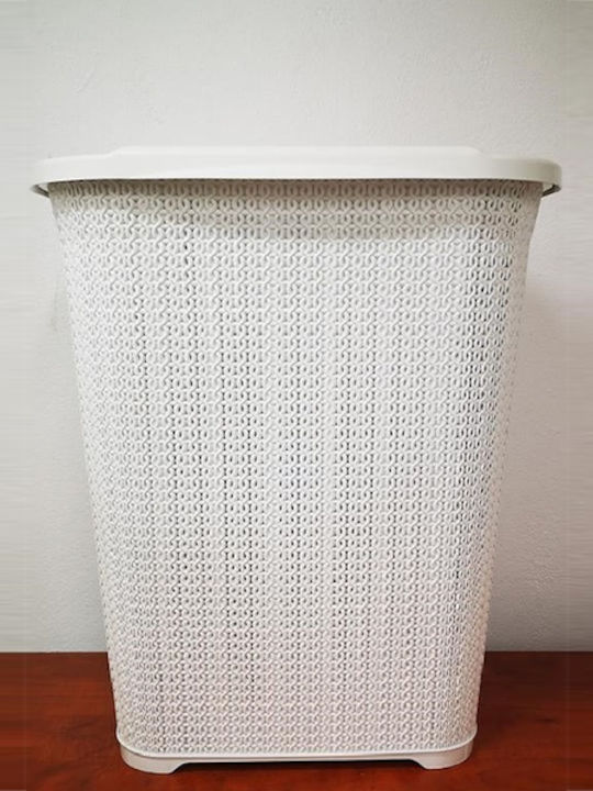 Sidirela Coș De Rufe Din Plastic 55L Cu Capac 44x35x56cm Alb
