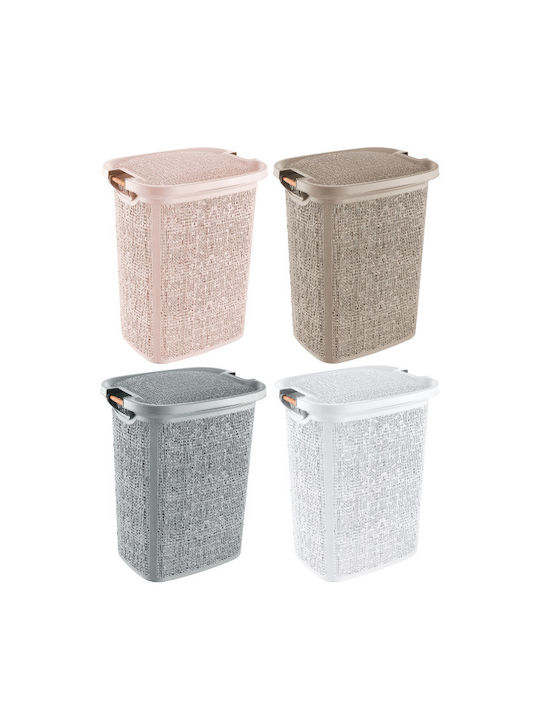 Viosarp Laundry Basket Wooden with Cap 47x39x58cm Pink